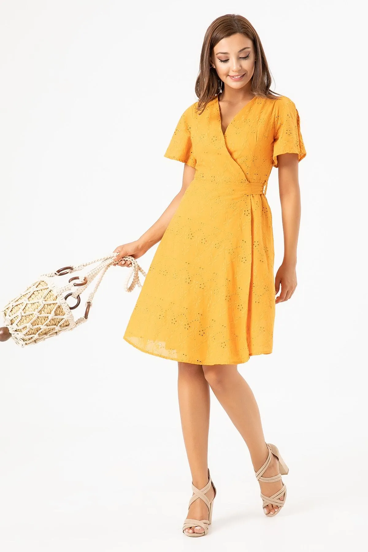 13145 Mustard Wrap Dress