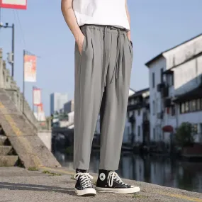 2023 Summer Men's Chinese Style High Street Casual Pants Elastic Waist Loose Sweatpants Black/Grey/Khaki Color Trousers  M-5XL