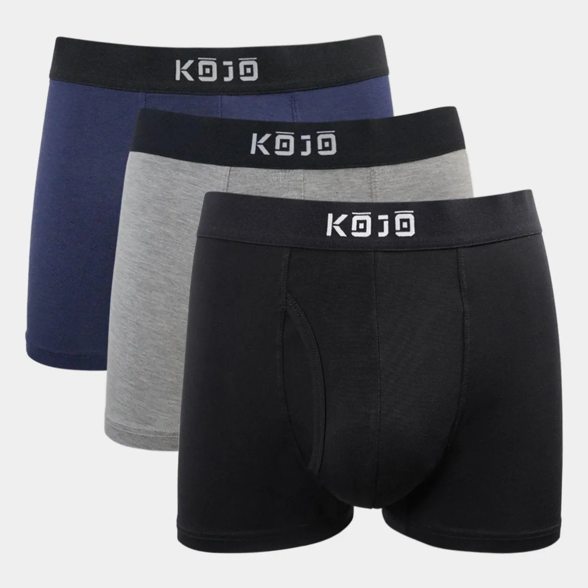 3 Pack - Performance Bamboo Boxer Briefs - Black, Navy & Grey