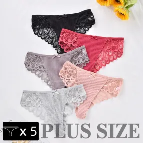 3/5Pcs Women Panties Plus Size Sexy Cotton Thong G-string Underwear Low-rise Female Briefs Ladies Underpants Solid Color Panties