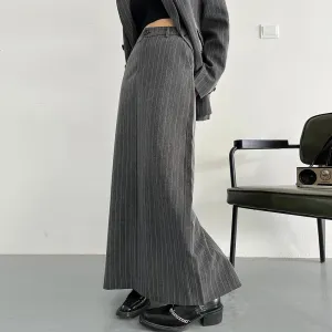 A Line Skirts For Women High Waist Striped Temperament Minimalist Solid Skirt Female Fashion Style Clothing