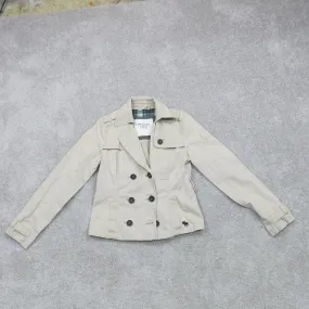 Abercrombie & Fitch Womens Double Breast Pea Coat Long Sleeve Pockets Beige SZ S