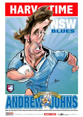 Andrew Johns, State of Origin NSW Blues, Harv Time Poster