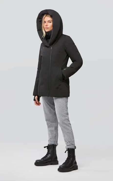 ANNALISA classic down coat with nylon puffer bib and collar