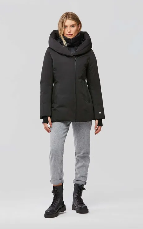 ANNALISA classic down coat with nylon puffer bib and collar