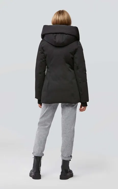 ANNALISA classic down coat with nylon puffer bib and collar