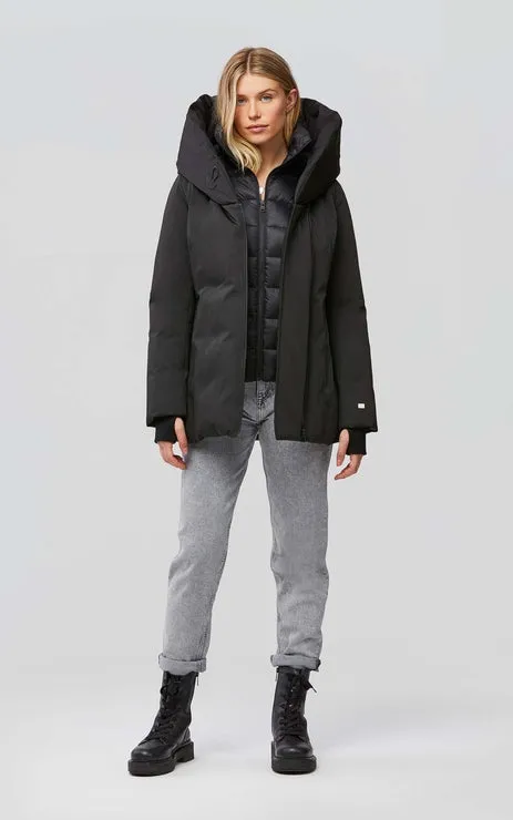 ANNALISA classic down coat with nylon puffer bib and collar