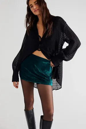 Annalise Velvet Mini Skirt Deep Teal