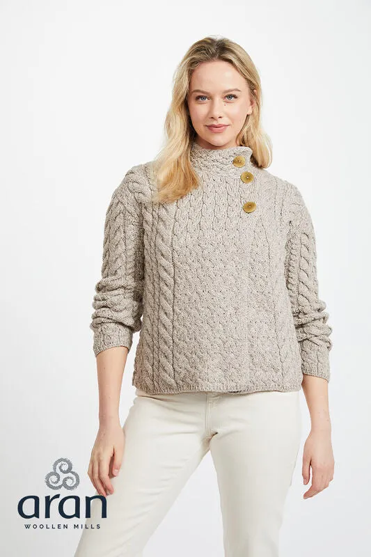 Aran Woollen Mills - B840 | damestrui merinowol met knopen