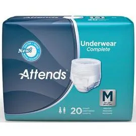 Attends Super Plus Absorbency Protective Underwear with Leakage Barriers, Medium (34" to 44" - 120-175 lbs) - One pkg of 20 each