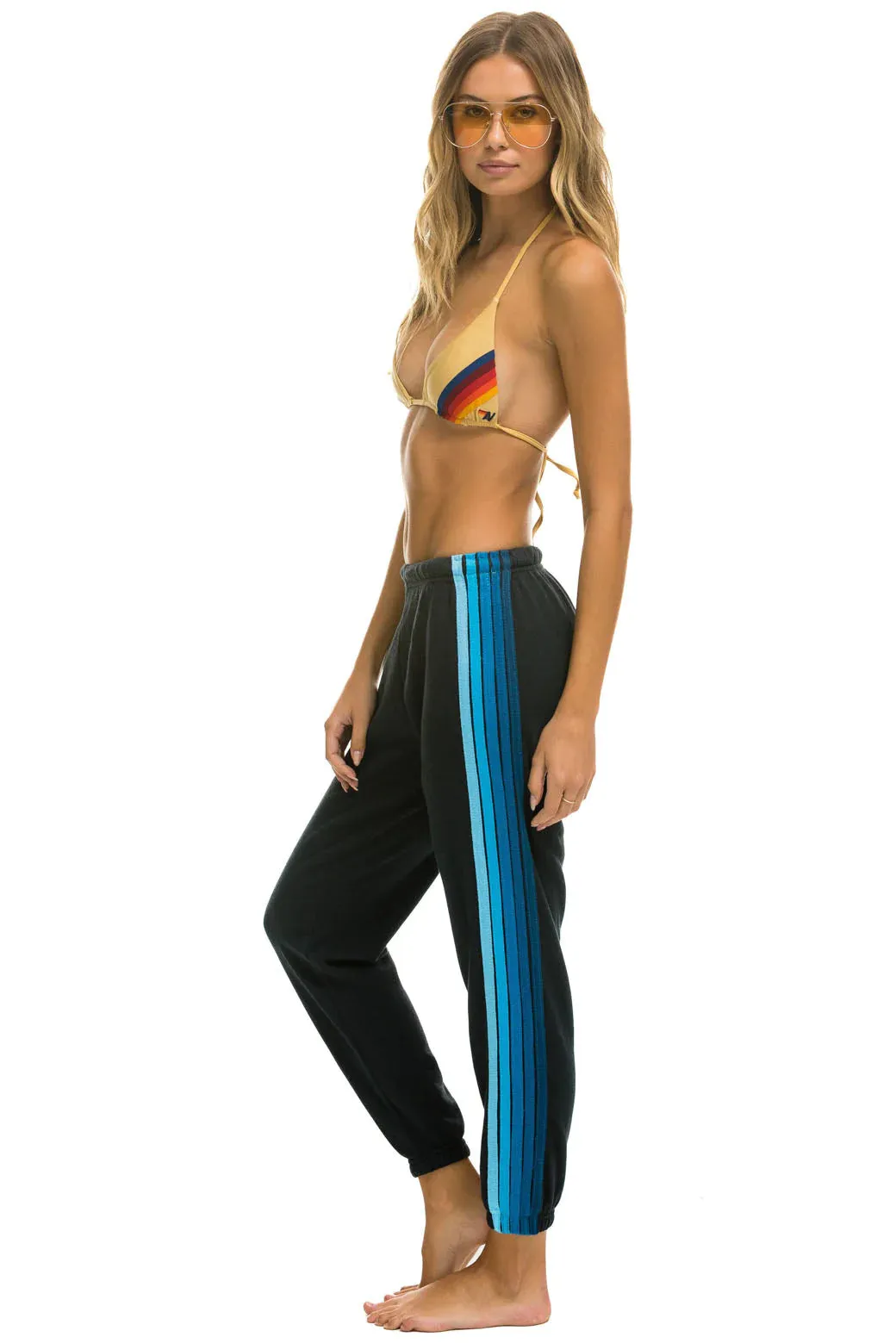 Aviator Nation 5 Stripe Women' Sweatpants Charcoal/Blue