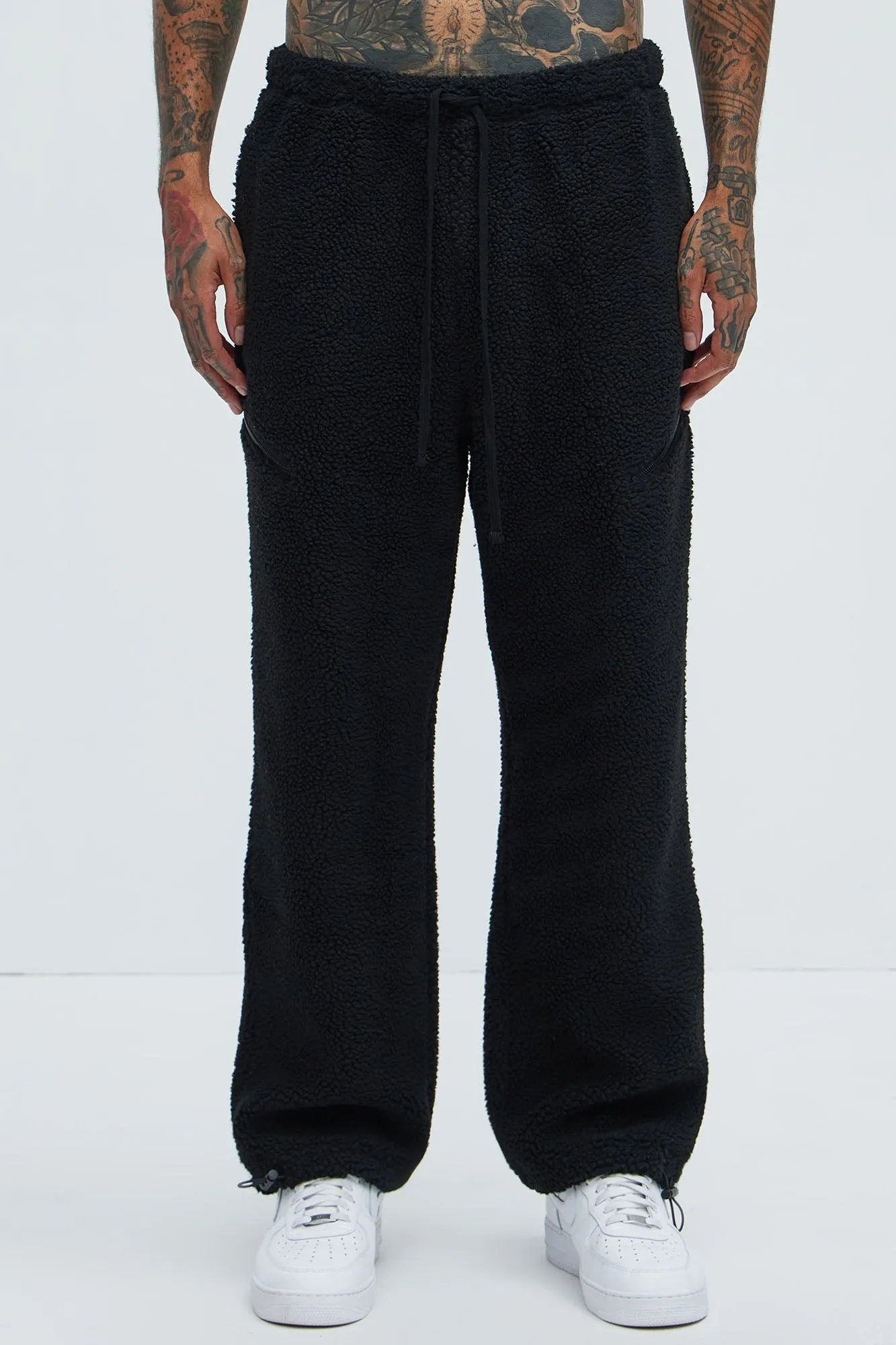 Axel Polar Fleece Zip Straight Sweatpants - Black