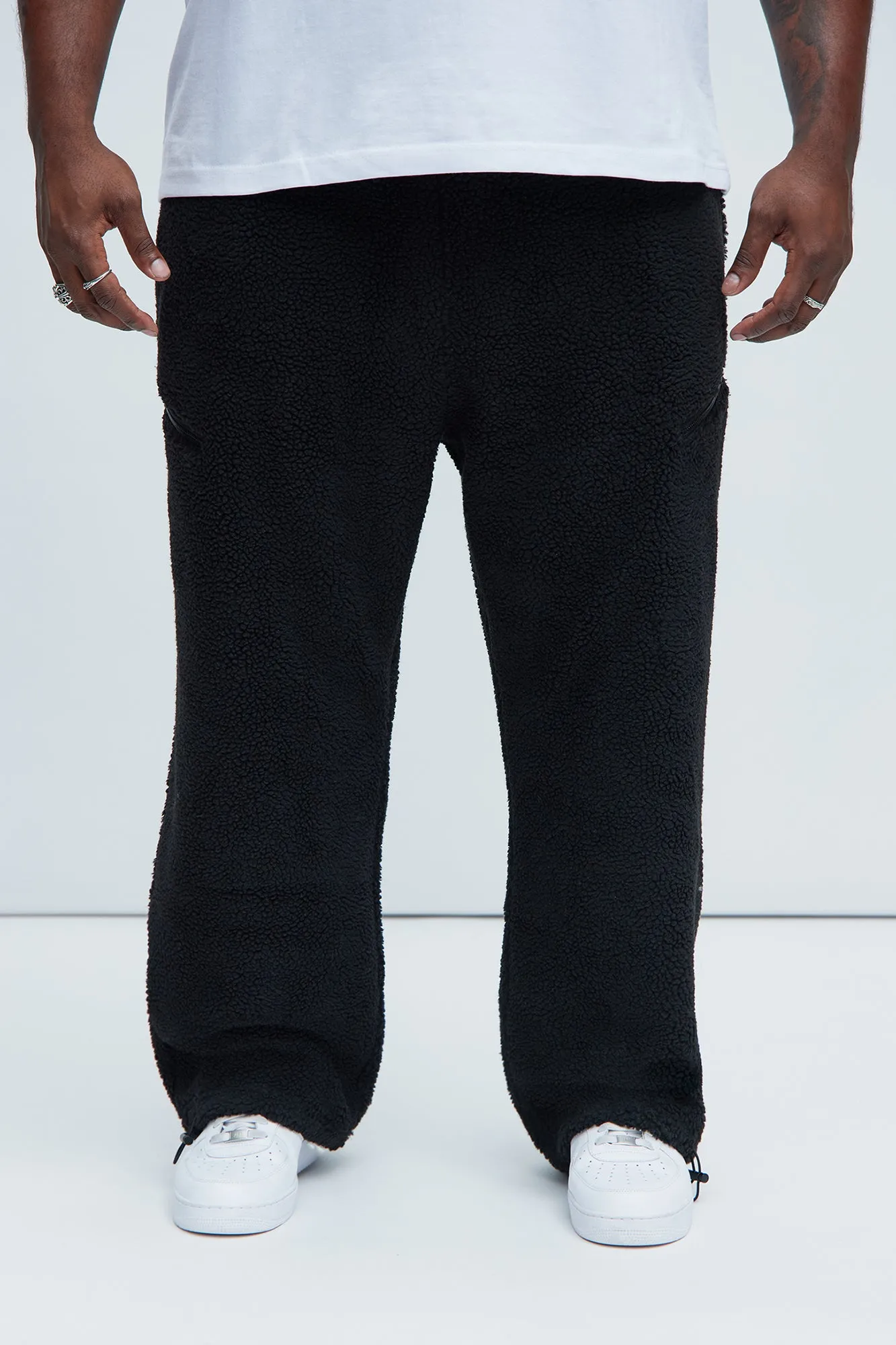 Axel Polar Fleece Zip Straight Sweatpants - Black