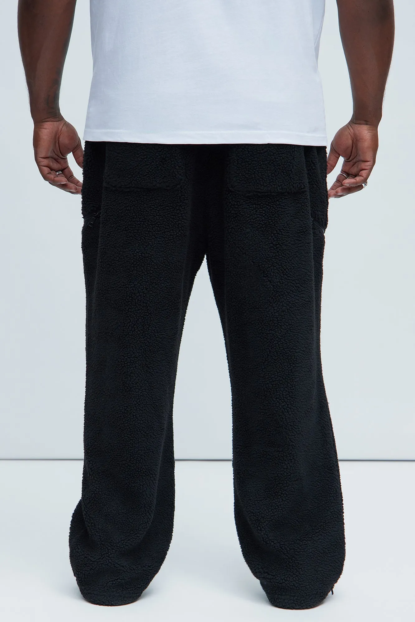 Axel Polar Fleece Zip Straight Sweatpants - Black