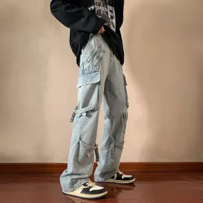 Baggy Jeans Trousers Male Denim Pants Black Wide Leg Pants Men's Jeans Loose Casual Korean Streetwear Hip Hop Harajuku