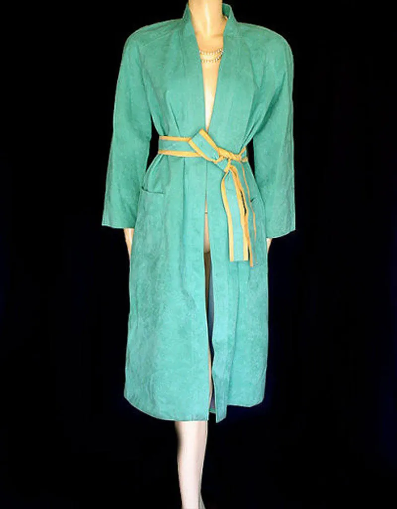 *BEAUTIFUL VINTAGE TURQUOISE & BUCKSKIN LOOK ULTRASUEDE COAT