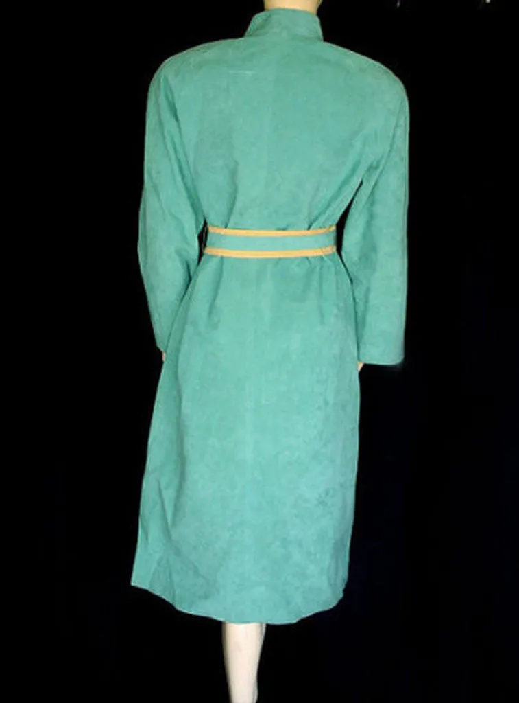 *BEAUTIFUL VINTAGE TURQUOISE & BUCKSKIN LOOK ULTRASUEDE COAT