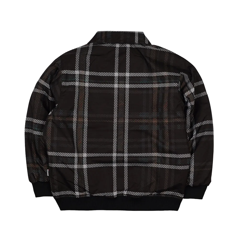 BIG LOGO COLLAR VARSITY JACKET BLACK CHECK