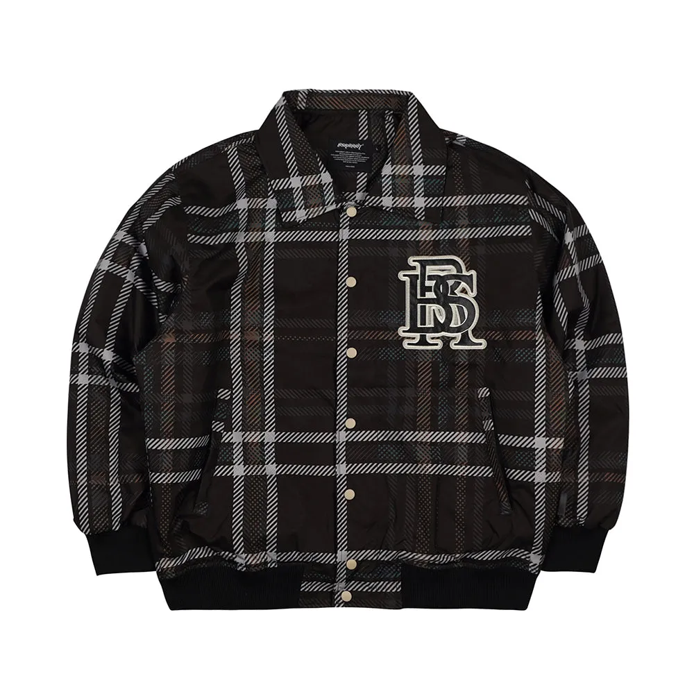 BIG LOGO COLLAR VARSITY JACKET BLACK CHECK