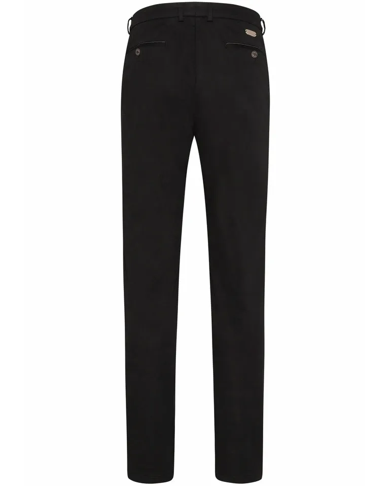 Black Cotton Stretch Pants