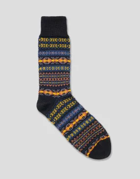 BLACK FAIR ISLE SOCKS