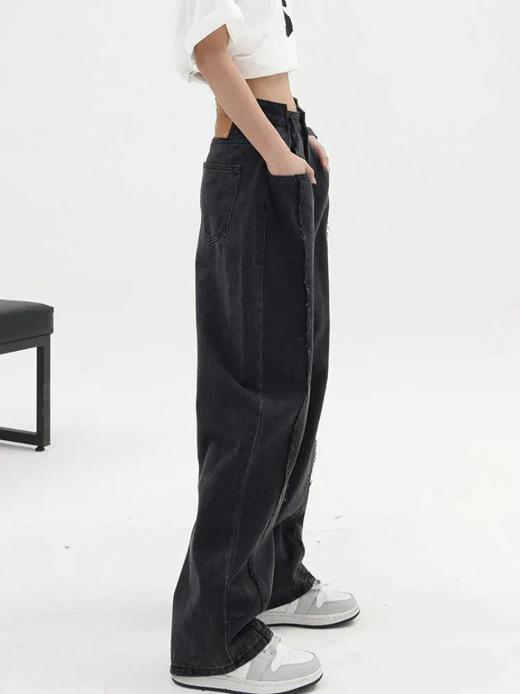 Black High Waist Baggy Wide Leg Jeans from Harajuku