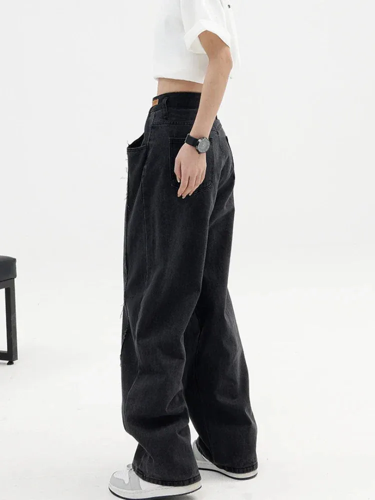 Black High Waist Baggy Wide Leg Jeans from Harajuku