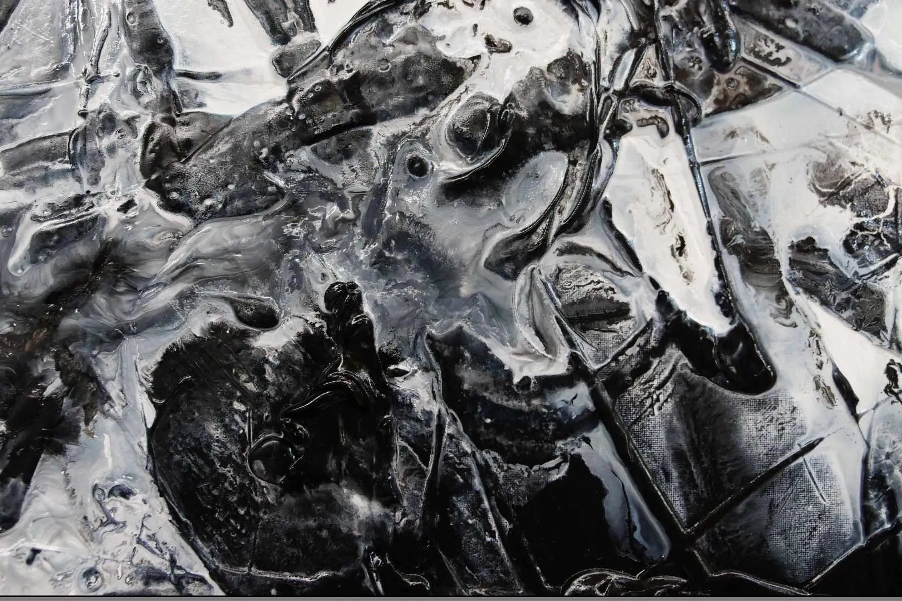 Black Sugar 160cm x 100cm Black White Textured Abstract Painting (SOLD)