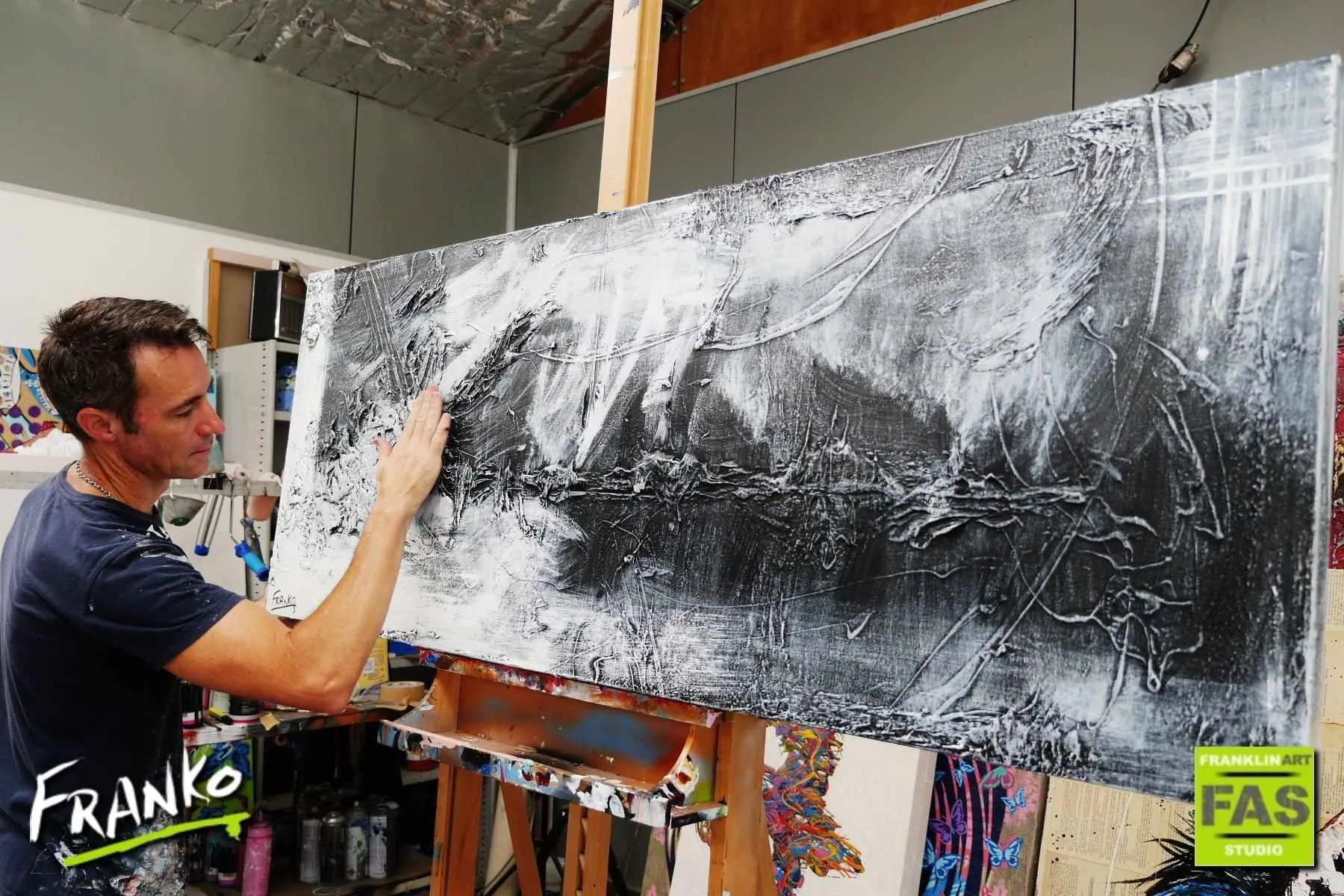 Blackish White 160cm x 60cm Black and white Abstract Painting (SOLD)