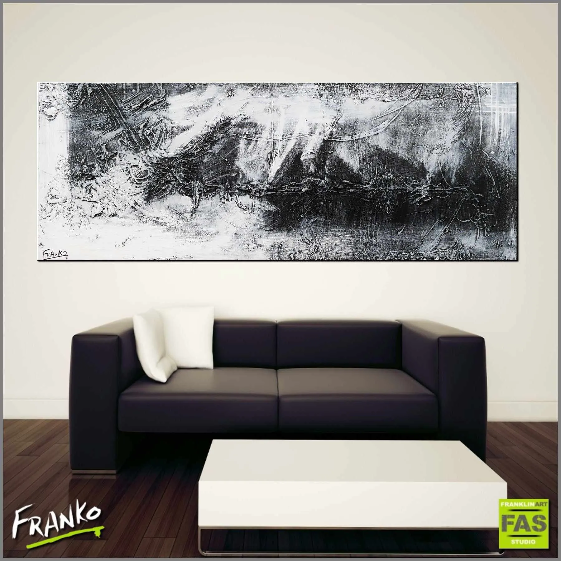 Blackish White 160cm x 60cm Black and white Abstract Painting (SOLD)