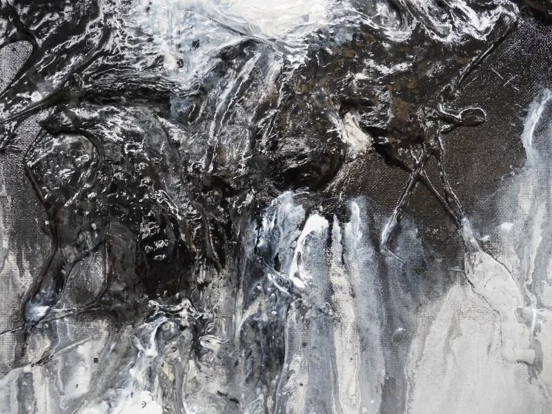 Blackout Beauty 100cm x 100cm Black and White Abstract Painting (SOLD)