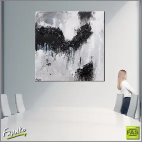 Blackout Beauty 100cm x 100cm Black and White Abstract Painting (SOLD)