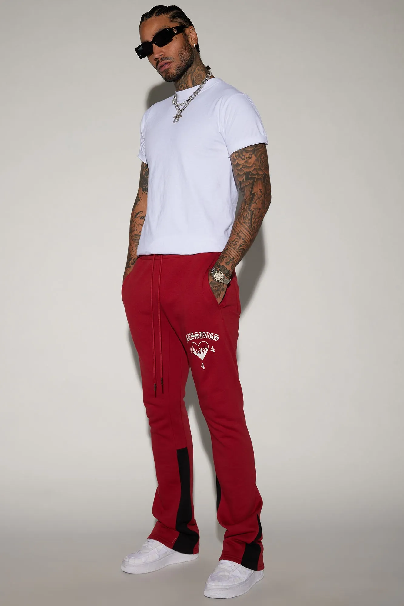 Blessed Love Flared Sweatpants - Red