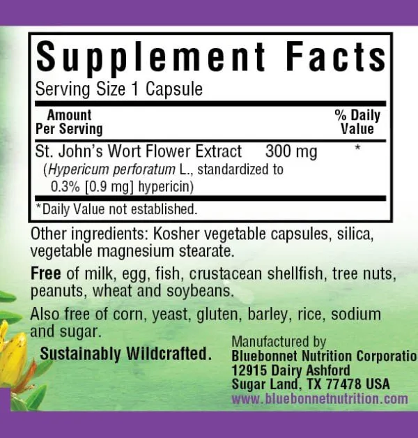 Bluebonnet St John's Wort 300mg 60 VegCap