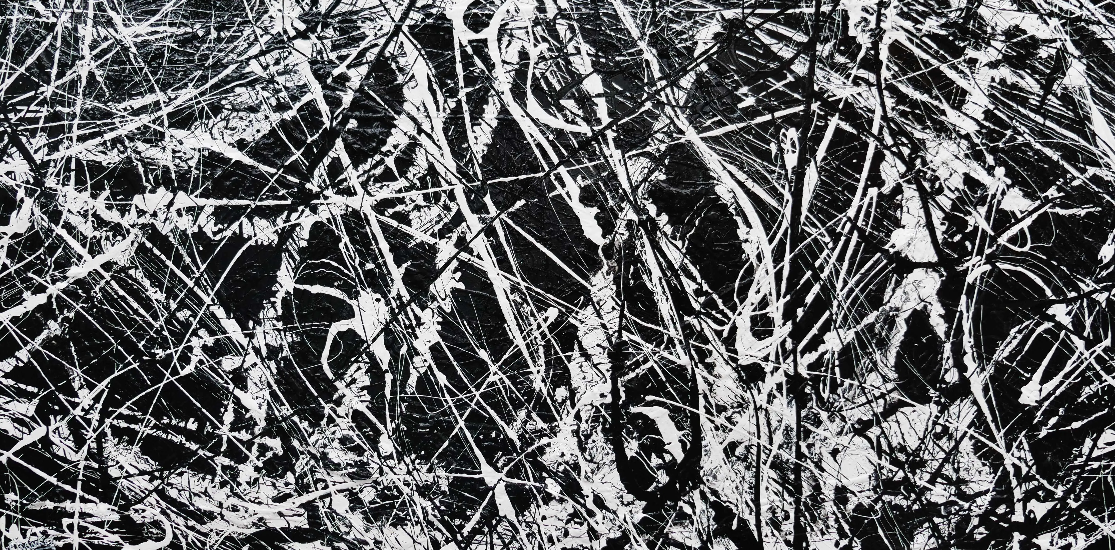 Brain Freezer 240cm x 120cm Black White Textured Abstract Painting (SOLD)