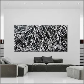 Brain Freezer 240cm x 120cm Black White Textured Abstract Painting (SOLD)