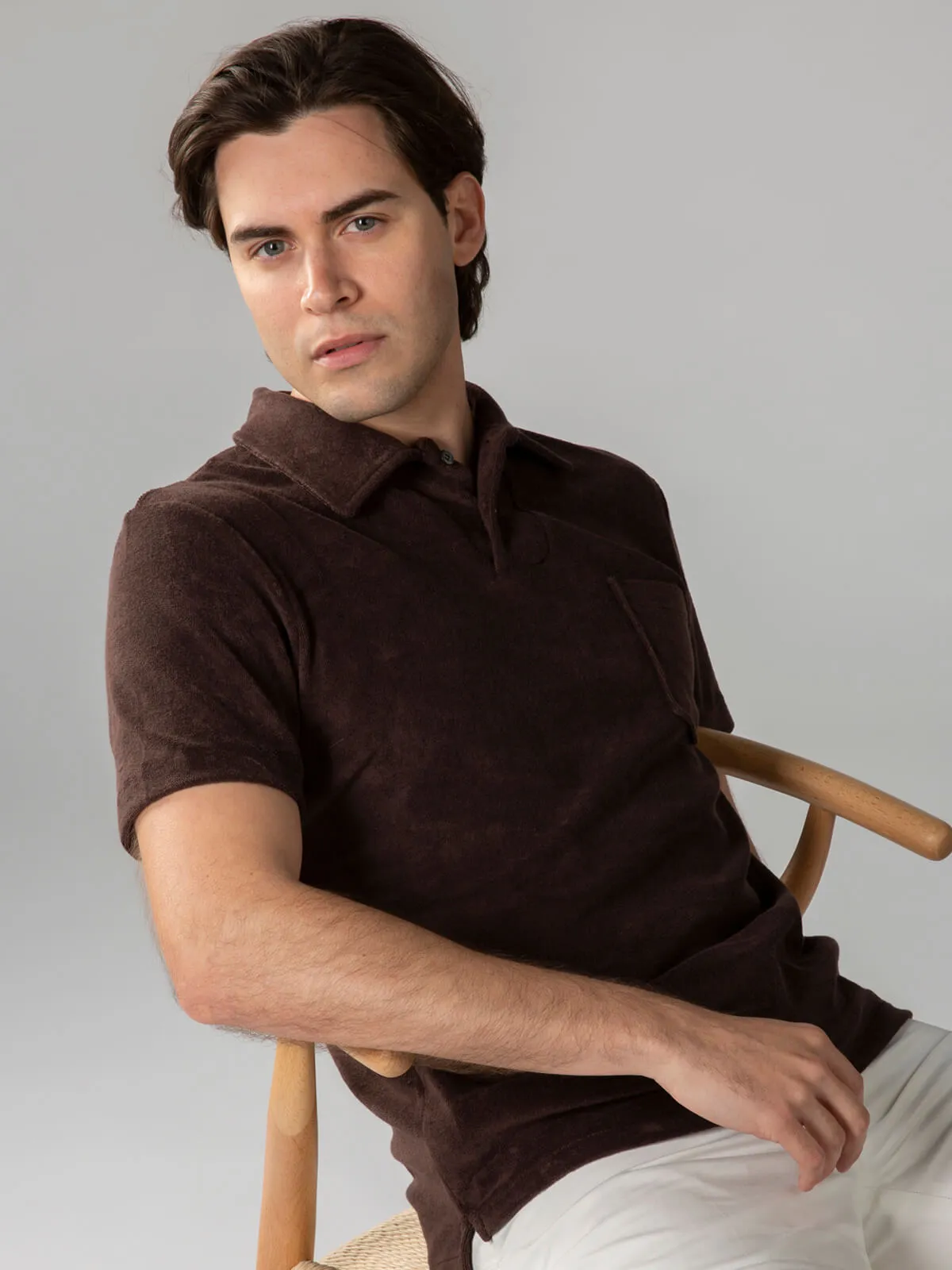 Brown Terry Towelling Polo Shirt