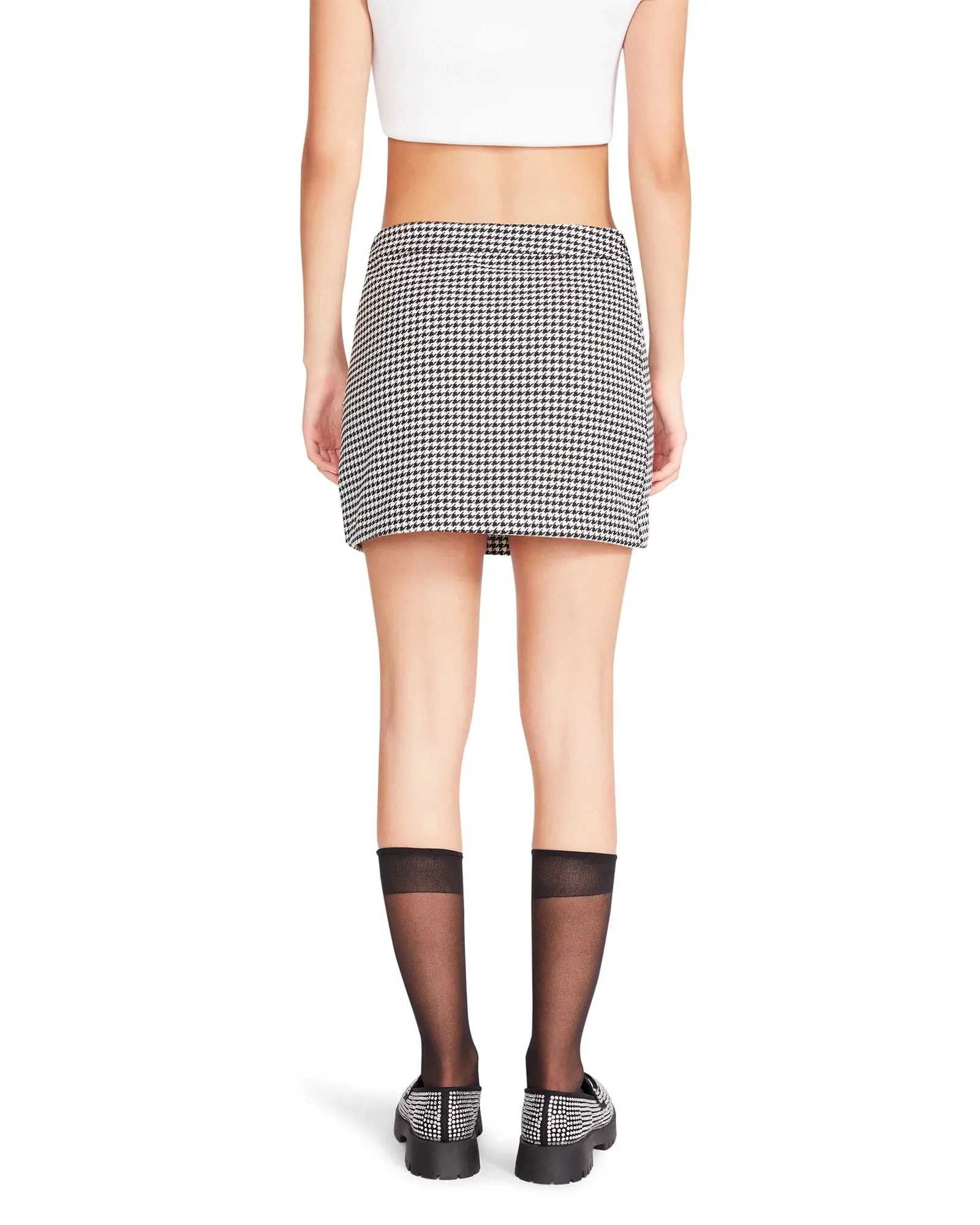 Cameron Houndstooth Mini Skirt White