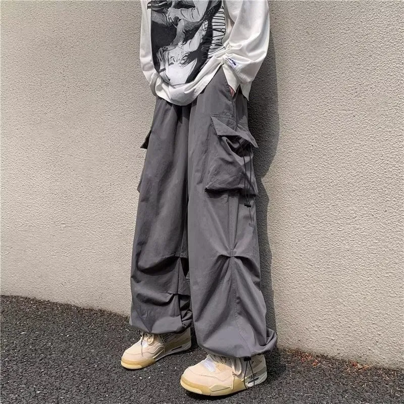 Casual Pants Men Oversized Baggy Wide Leg Trousers Elastic Waist Hip Hop Streetwear Joggers Fashion Harajuku Men Pants