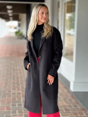 Charlie B Double Face Long Coat in Black