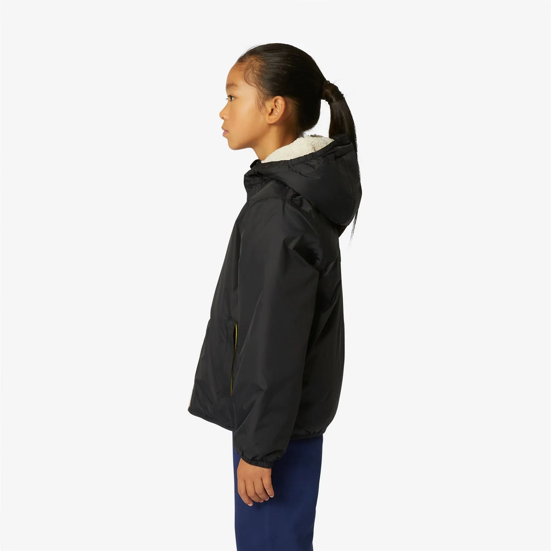 Claude Orsetto - Kids Sherpa Lined Waterproof Jacket in Ecru - Black Pure