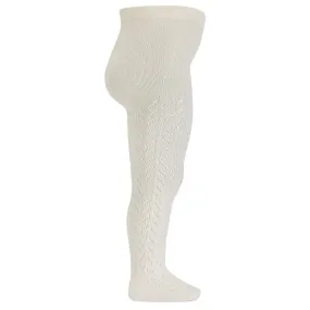 CÓNDOR Warm Cotton Openwork Tights- Cream