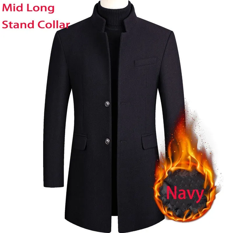 Coat Male Winter Brand Men's Cashmere Coat Slim Fit