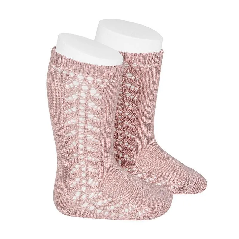 Condor Openwork Kneehigh Socks Dusty Pink