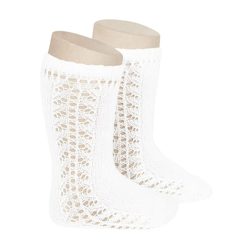 Condor Openwork Kneehigh Socks White