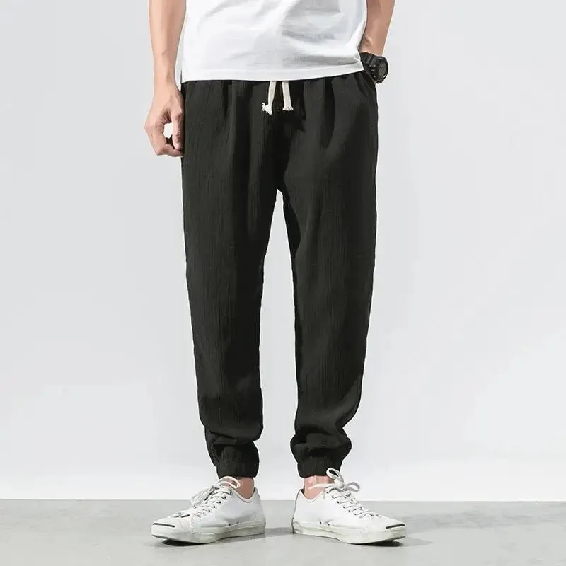 Cotton Linen Casual Harem Pants Men Joggers Man Summer Trousers Male Chinese Style Baggy Pants 2023 Harajuku Clothe