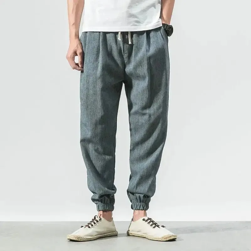 Cotton Linen Casual Harem Pants Men Joggers Man Summer Trousers Male Chinese Style Baggy Pants 2023 Harajuku Clothe