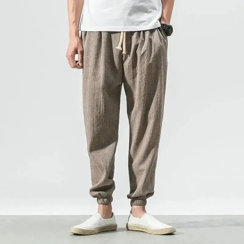 Cotton Linen Casual Harem Pants Men Joggers Man Summer Trousers Male Chinese Style Baggy Pants 2023 Harajuku Clothe