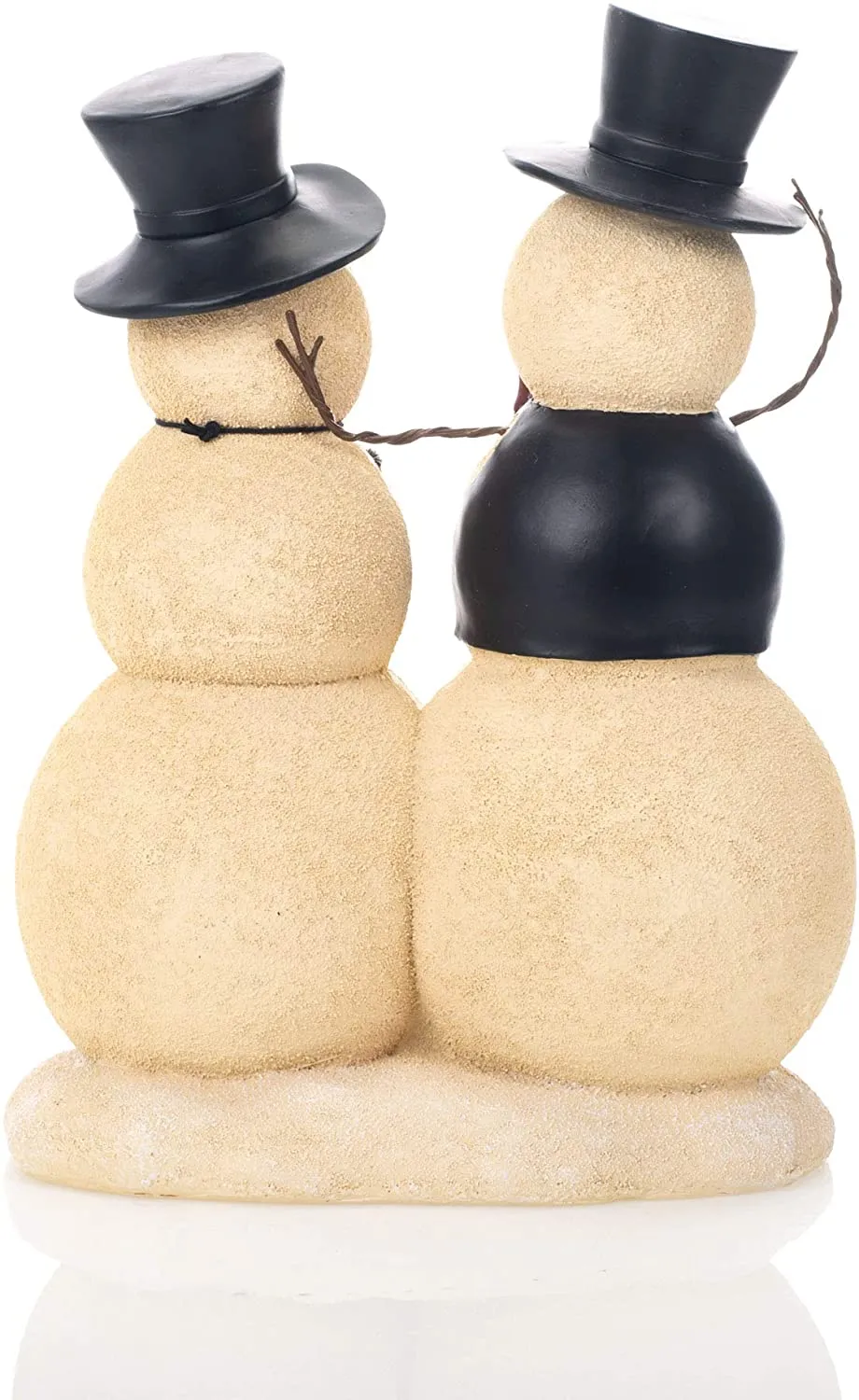 Couple Snowman Winter White 10 inch Resin Stone Christmas Holiday Figurine