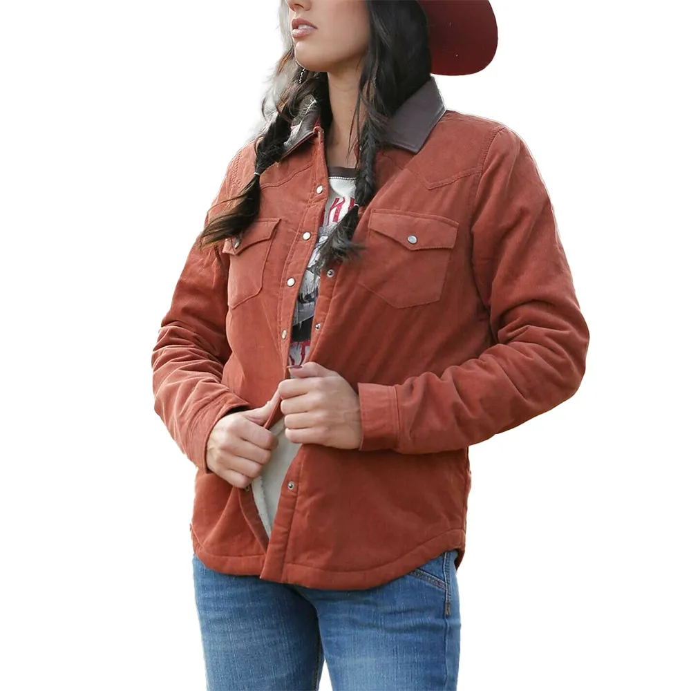 Cruel Denim Ladies Corduroy Western Brown Shirt Jacket CWJ7309001